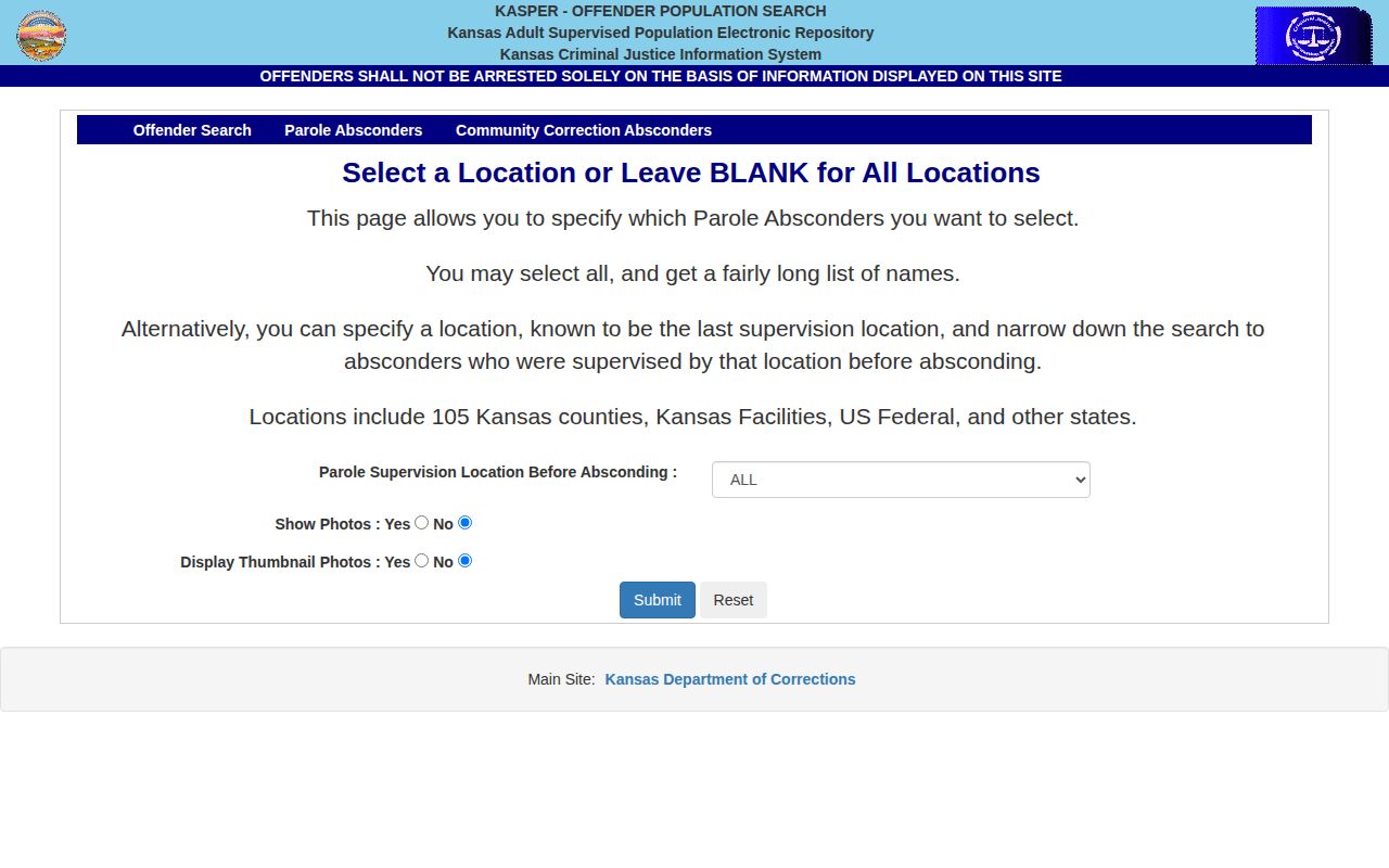 Graham County parole absconder status search filters